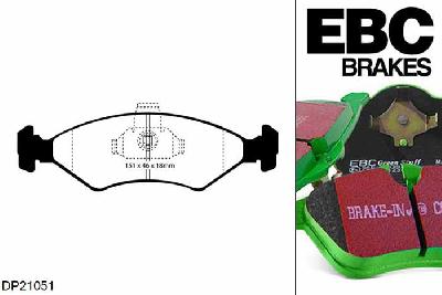 DP21051, Ford Puma, 1.7 1997-2000, EBC Greenstuff remblokken set vooras, Voor modellen met ATE remklauwen aan de vooras, Voor modellen met een remschijf diameter 240mm