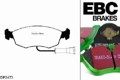 DP2473, Ford Sierra, 2.0 4x4 1990-1993, EBC Greenstuff remblokken set vooras, Voor modellen met ATE remklauwen aan de vooras, Voor modellen met een remschijf diameter 260mm