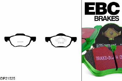 DP21525, Honda Accord, 2.0 Tourer (CM1) 2003-2008, EBC Greenstuff remblokken set vooras, Voor modellen met ATE remklauwen aan de vooras, Voor modellen met een remschijf diameter 280mm