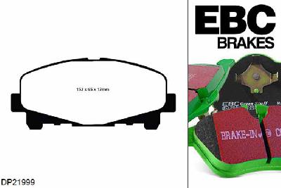 DP21999, Honda Accord, 2.4 Tourer (CW2) 2008-2015, EBC Greenstuff remblokken set vooras, Voor modellen met Akebono remklauwen aan de vooras, Voor modellen met een remschijf diameter 320mm