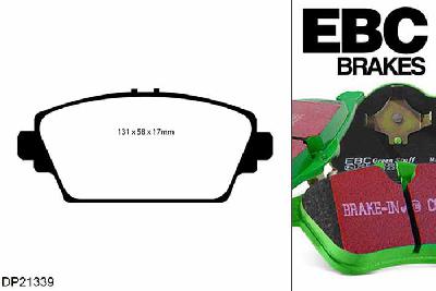 DP21339, Honda Accord Type-V, 2.3 2001-2003, EBC Greenstuff remblokken set vooras, Voor modellen met Girling/TRW remklauwen aan de vooras, Voor modellen met een remschijf diameter 282mm