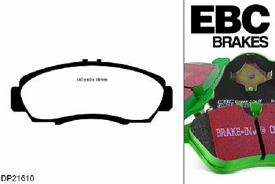 DP21610, Honda Civic (8th Gen), 1.8 (FD1) 2005-2007, EBC Greenstuff remblokken set vooras, Voor modellen met een remschijf diameter 282mm