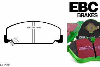 DP2911, Honda Civic Shuttle, 1.4 (EE) 1988-1991, EBC Greenstuff remblokken set vooras, Voor modellen met een remschijf diameter 242mm
