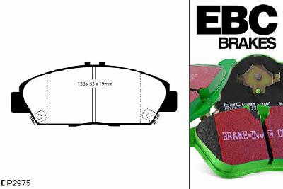 DP2975, Honda Prelude, 2.0 (BB) 1997-2001, EBC Greenstuff remblokken set vooras, Voor modellen met Akebono remklauwen aan de vooras, Voor modellen met een remschijf diameter 260mm