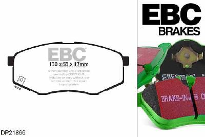 DP21866, Hyundai iX20, 1.6 2010-, EBC Greenstuff remblokken set vooras, Voor modellen met een remschijf diameter 280mm