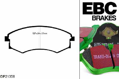 DP21358, Hyundai Matrix, 1.6 2001-2002, EBC Greenstuff remblokken set vooras, Voor modellen met een remschijf diameter 257mm