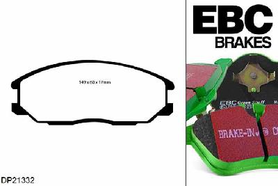 DP21332, Hyundai Santa Fe, 2.7 2000-2006, EBC Greenstuff remblokken set vooras, Voor modellen met een remschijf diameter 294mm