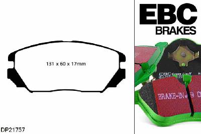 DP21757, Hyundai Sonata, 2.0 2005-2006, EBC Greenstuff remblokken set vooras, Voor modellen met een remschijf diameter 280mm