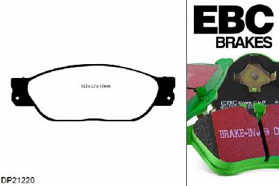 DP21220, Jaguar S-Type, 3.0 210 PK 1999-2002, EBC Greenstuff remblokken set vooras, Voor modellen met Girling/TRW remklauwen aan de vooras, Voor modellen met een remschijf diameter 300mm