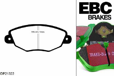 DP21322, Jaguar X Type, 2.1 2002-2005, EBC Greenstuff remblokken set vooras, Voor modellen met Bosch remklauwen aan de vooras, Voor modellen met een remschijf diameter 300mm
