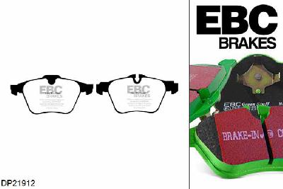 DP21912, Jaguar XF (X250), 3.0 Twin TD 240 PK 2009-2015, EBC Greenstuff remblokken set vooras, Voor modellen met ATE remklauwen aan de vooras, Voor modellen met een remschijf diameter 355mm