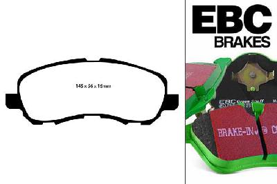 DP61614, Jeep Patriot, 2.0 TD 2008-2011, EBC Greenstuff remblokken set vooras, Voor modellen met Akebono remklauwen aan de vooras, Voor modellen met een remschijf diameter 294mm