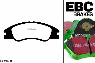 DP21568, Kia Cerato, 1.6 TD 2006-2007, EBC Greenstuff remblokken set vooras, Voor modellen met een remschijf diameter 275mm