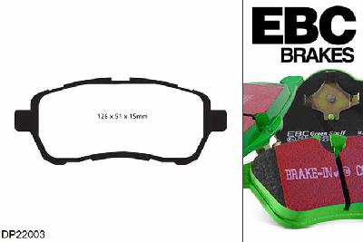 DP22003, Mazda 2, 1.3 2007-2014, EBC Greenstuff remblokken set vooras, Voor modellen met een remschijf diameter 258mm