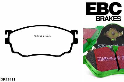 DP21411, Mazda 323, 2.0 2001-2004, EBC Greenstuff remblokken set vooras, Voor modellen met Sumitomo remklauwen aan de vooras, Voor modellen met een remschijf diameter 274mm