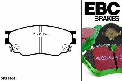 DP21464, Mazda 6, 1.8 (GG) 120 PK 2002-2008, EBC Greenstuff remblokken set vooras, Voor modellen met een remschijf diameter 274mm