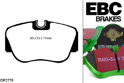 DP2778, Mercedes 190 (W201), 2.0 1982-1993, EBC Greenstuff remblokken set vooras, Voor modellen met Girling/TRW remklauwen aan de vooras, Voor modellen met een remschijf diameter 262mm