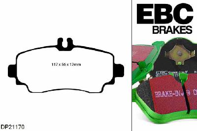 DP21170, Mercedes A-Class (W168), A160D (1.7TD) 1998-2001, EBC Greenstuff remblokken set vooras, Voor modellen met Girling/TRW remklauwen aan de vooras, Voor modellen met een remschijf diameter 260mm
