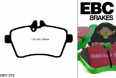 DP21579, Mercedes B-Class (W245), B180 (1.7) 2009-2012, EBC Greenstuff remblokken set vooras, Voor modellen met TRW remklauwen aan de vooras, Voor modellen met een remschijf diameter 276mm