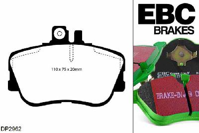DP2962, Mercedes C-Class (W202), C250 D 1993-1996, EBC Greenstuff remblokken set vooras, Voor modellen met Girling/TRW remklauwen aan de vooras, Voor modellen met een remschijf diameter 284mm