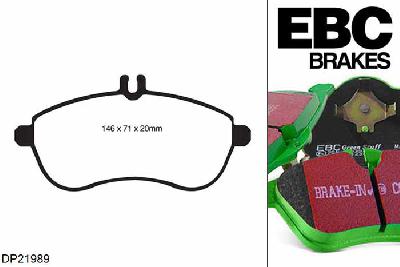 DP21989, Mercedes C-Class (W204), C180 TD Sport Package 2010-2014, EBC Greenstuff remblokken set vooras, Voor modellen met TRW remklauwen aan de vooras, Voor modellen met een remschijf diameter 295mm