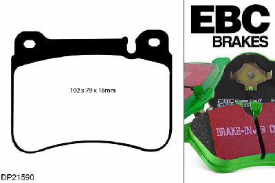 DP21590, Mercedes C-Class Coupe (CL203), Models with Sport Package 2005-2008, EBC Greenstuff remblokken set vooras, Voor modellen met Brembo remklauwen aan de vooras, Voor modellen met een remschijf diameter 330mm