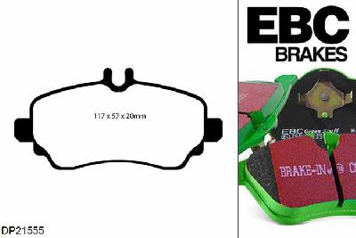 DP21555, Mercedes Vaneo, 1.9 2002-2006, EBC Greenstuff remblokken set vooras, Voor modellen met Girling/TRW remklauwen aan de vooras, Voor modellen met een remschijf diameter 270mm