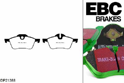 DP21388, Mini Mini Hatch (1st Gen)(R53), 1.6 Supercharged Cooper S 2001-2003, EBC Greenstuff remblokken set vooras, Voor modellen met ATE remklauwen aan de vooras, Voor modellen met een remschijf diameter 276mm