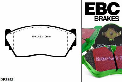 DP2892, Nissan 100NX, 1.6 1991-1995, EBC Greenstuff remblokken set vooras, Voor modellen met Sumitomo remklauwen aan de vooras, Voor modellen met een remschijf diameter 240mm