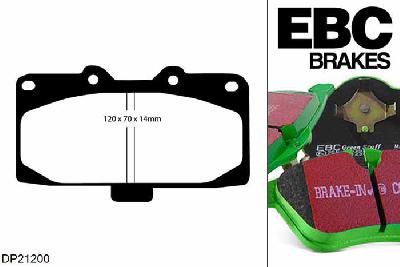 DP21200, Nissan 300ZX, 3.0 (GZ32) (Not UK) 1989-1994, EBC Greenstuff remblokken set vooras, Voor modellen met Sumitomo remklauwen aan de vooras, Voor modellen met een remschijf diameter 280mm