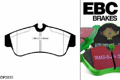 DP2833, Nissan Almera, 1.5 2000-2006, EBC Greenstuff remblokken set vooras, Voor modellen met Girling/TRW remklauwen aan de vooras, Voor modellen met een remschijf diameter 256mm