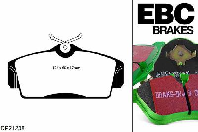 DP21238, Nissan Almera, 1.8 (ABS) 2000-2006, EBC Greenstuff remblokken set vooras, Voor modellen met Girling/TRW remklauwen aan de vooras, Voor modellen met een remschijf diameter 280mm