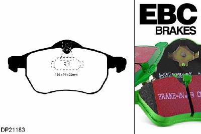 DP21183, Opel Astra (G), 1.6 16v 1998-2004, EBC Greenstuff remblokken set vooras, Voor modellen met ATE remklauwen aan de vooras, Voor modellen met een remschijf diameter 280mm