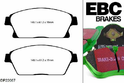 DP22067, Opel Astra GTC (J), 1.6 Turbo 200 PK 2012-, EBC Greenstuff remblokken set vooras, Voor modellen met een remschijf diameter 300mm