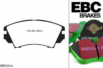 DP22014, Opel Astra GTC (J), 1.6 Turbo 170 PK 2012-2013, EBC Greenstuff remblokken set vooras, Voor modellen met Mando remklauwen aan de vooras, Voor modellen met een remschijf diameter 321mm