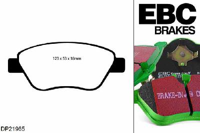 DP21965, Opel Corsa, 1.3 TD 90 PK 2006-2014, EBC Greenstuff remblokken set vooras, Voor modellen met Bosch remklauwen aan de vooras, Voor modellen met een remschijf diameter 256mm