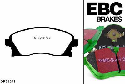 DP21341, Opel Corsa, 1.4 (ABS) 2000-2001, EBC Greenstuff remblokken set vooras, Voor modellen met TRW remklauwen aan de vooras, Voor modellen met een remschijf diameter 260mm