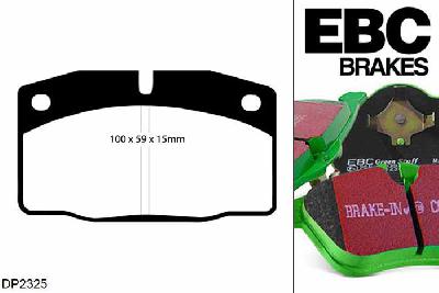DP2325, Opel Kadett, 1.6 Estate 1984-1991, EBC Greenstuff remblokken set vooras, Voor modellen met Delco remklauwen aan de vooras, Voor modellen met een remschijf diameter 236mm