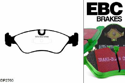 DP2760, Opel Kadett, 2.0 16v 1987-1993, EBC Greenstuff remblokken set vooras, Voor modellen met ATE remklauwen aan de vooras, Voor modellen met een remschijf diameter 256mm