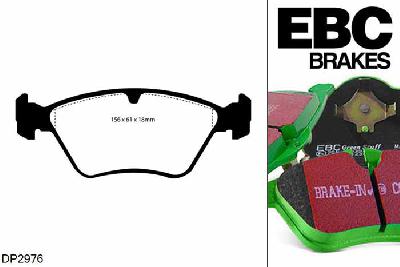 DP2976, Opel Vectra, 2.0 Turbo 4x4 1992-1995, EBC Greenstuff remblokken set vooras, Voor modellen met ATE remklauwen aan de vooras, Voor modellen met een remschijf diameter 284mm