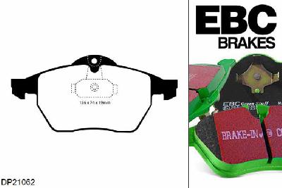 DP21062, Opel Vectra, 2.2 2000-2002, EBC Greenstuff remblokken set vooras, Voor modellen met ATE remklauwen aan de vooras, Voor modellen met een remschijf diameter 288mm