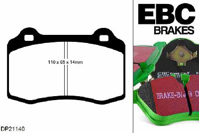 DP21140, Peugeot 208, 1.6 Turbo GTi 208 PK 2015-, EBC Greenstuff remblokken set vooras, Voor modellen met Brembo remklauwen aan de vooras, Voor modellen met een remschijf diameter 323mm
