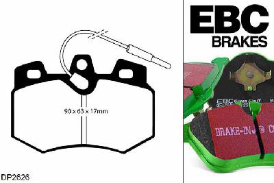 DP2626, Peugeot 205, 1.8 TD 1991-1996, EBC Greenstuff remblokken set vooras, Voor modellen met Girling/TRW remklauwen aan de vooras, Voor modellen met een remschijf diameter 247mm