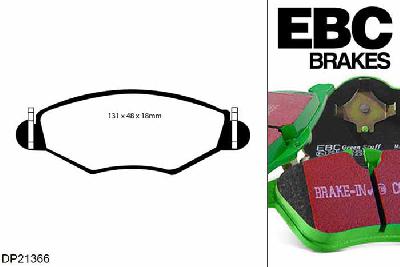 DP21366, Peugeot 306, 1.8 1997-2002, EBC Greenstuff remblokken set vooras, Voor modellen met Bosch remklauwen aan de vooras, Voor modellen met een remschijf diameter 247mm