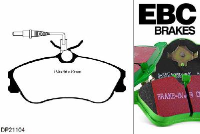 DP21104, Peugeot 306, 1.9 TD 1997-2002, EBC Greenstuff remblokken set vooras, Voor modellen met Girling/TRW remklauwen aan de vooras, Voor modellen met een remschijf diameter 266mm