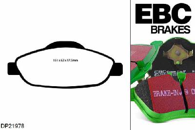 DP21978, Peugeot 308 CC, 1.6 140 PK 2009-, EBC Greenstuff remblokken set vooras, Voor modellen met Bosch remklauwen aan de vooras, Voor modellen met een remschijf diameter 282mm