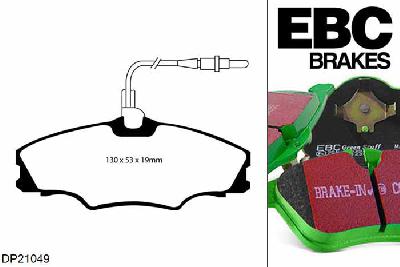 DP21049, Peugeot 406, 1.9 TD 1995-1999, EBC Greenstuff remblokken set vooras, Voor modellen met Girling/TRW remklauwen aan de vooras, Voor modellen met een remschijf diameter 260mm