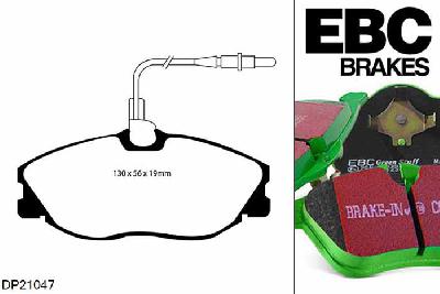 DP21047, Peugeot 406, 2.1 TD 1995-2000, EBC Greenstuff remblokken set vooras, Voor modellen met Girling/TRW remklauwen aan de vooras, Voor modellen met een remschijf diameter 283mm