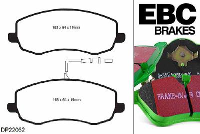 DP22062, Peugeot 807, 2.2 TD 2006-2008, EBC Greenstuff remblokken set vooras, Voor modellen met een remschijf diameter 310mm