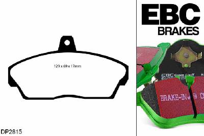 DP2815, Rover 25, 2.0 TD 1999-2005, EBC Greenstuff remblokken set vooras, Voor modellen met Girling/TRW remklauwen aan de vooras, Voor modellen met een remschijf diameter 262mm